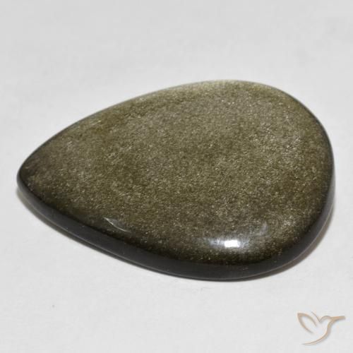 Obsidiana Negro con brillo dorado natural de 26.37 ct, En forma de pera, Opaco