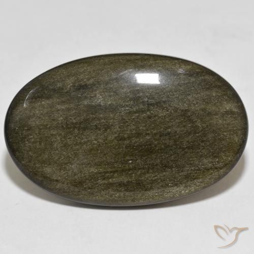 39.46ct Natural Negro con brillo dorado Obsidiana, Ovalada, Opaco