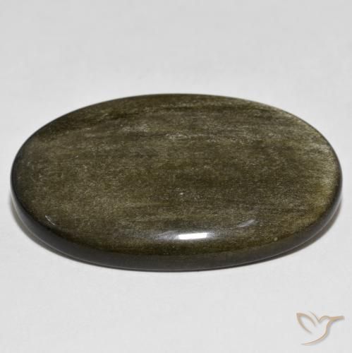Obsidiana Negro con brillo dorado natural de 39.46 ct, Ovalada, Opaco