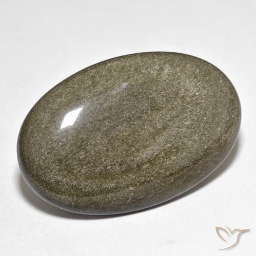 Obsidiana Negro con brillo dorado natural de 27.63 ct, Ovalada, Opaco