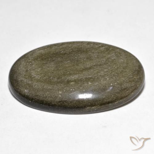 Obsidiana Negro con brillo dorado natural de 27.63 ct, Ovalada, Opaco
