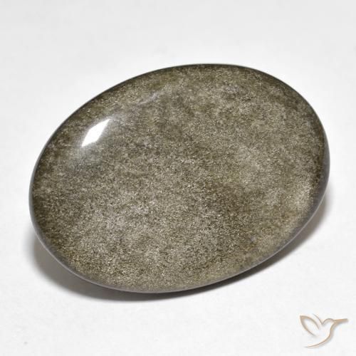 Obsidiana Negro con brillo dorado natural de 20.01 ct, Ovalada, Opaco