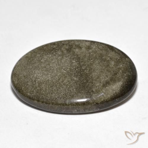 Obsidiana Negro con brillo dorado natural de 20.01 ct, Ovalada, Opaco