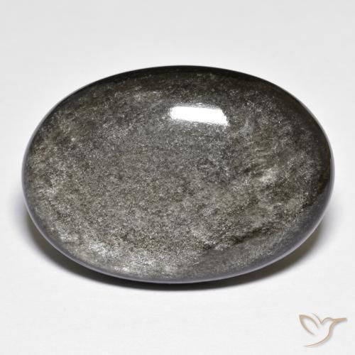 Obsidiana gris natural de 32,02 ct, corte óvalo, opaco