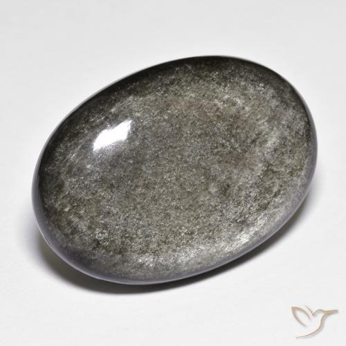 Obsidiana gris natural de 32,02 ct, corte óvalo, opaco