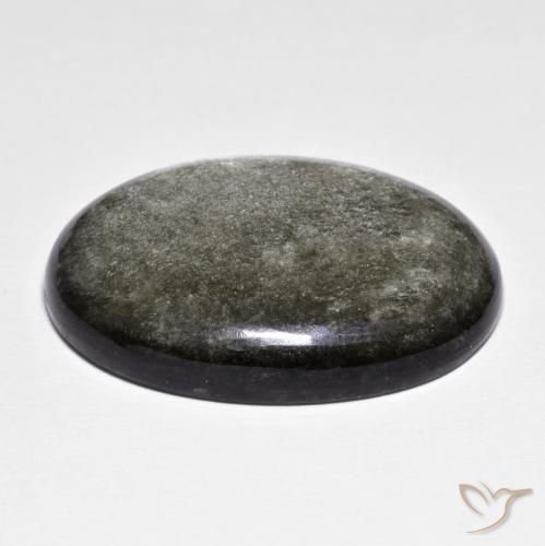 Obsidiana gris natural de 32,02 ct, corte óvalo, opaco
