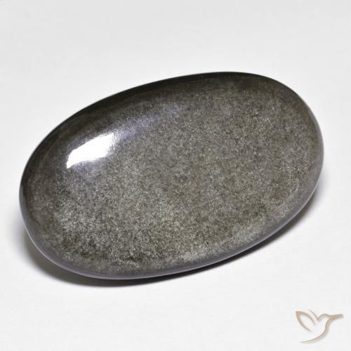 Obsidiana gris natural de 26,36 ct, corte óvalo, opaco