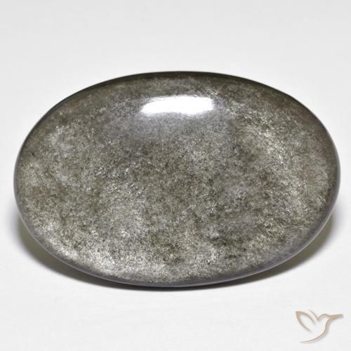 Obsidiana Verde medio natural de 24.72 ct, Ovalada, Opaco