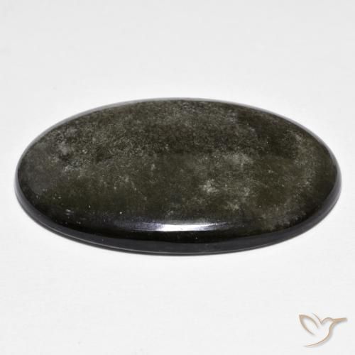 Obsidiana Verde medio natural de 24.72 ct, Ovalada, Opaco