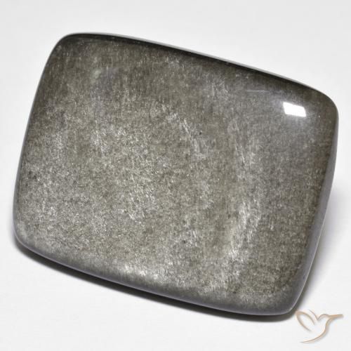 29.71ct Natural Negro grisáceo Obsidiana, Forma Cojín, Opaco