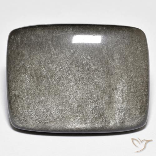 Obsidiana Negro grisáceo natural de 29.71 ct, Forma Cojín, Opaco