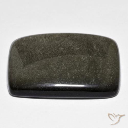 Obsidiana Negro grisáceo natural de 29.71 ct, Forma Cojín, Opaco