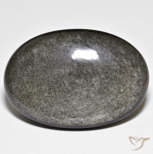 41.78ct Natural Negro grisáceo Obsidiana, Ovalada, Opaco