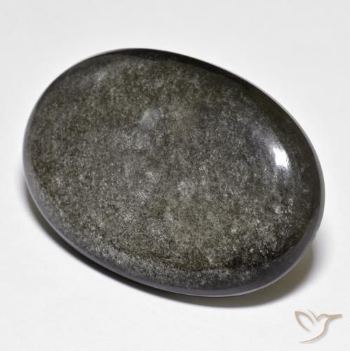 Obsidiana Negro grisáceo natural de 41.78 ct, Ovalada, Opaco