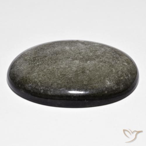 Obsidiana Negro grisáceo natural de 41.78 ct, Ovalada, Opaco