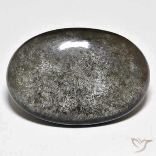 Obsidiana Gris oscuro medio natural de 27.47 ct, Ovalada, Opaco