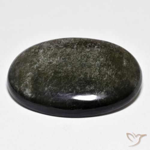 Obsidiana Gris oscuro medio natural de 27.47 ct, Ovalada, Opaco
