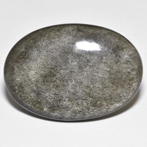 Obsidiana Gris oscuro natural de 24.89 ct, Corte Óvalo, Opaco