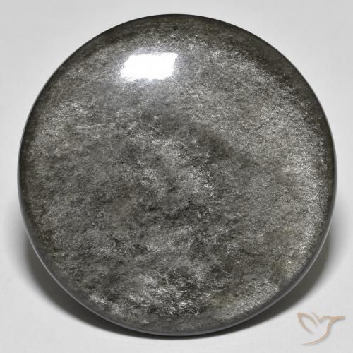 Obsidiana gris natural de 37,03 ct, corte redondo, opaco