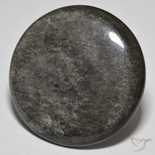 Obsidiana gris natural de 37,03 ct, corte redondo, opaco