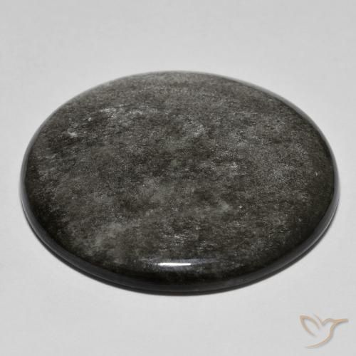 Obsidiana gris natural de 37,03 ct, corte redondo, opaco