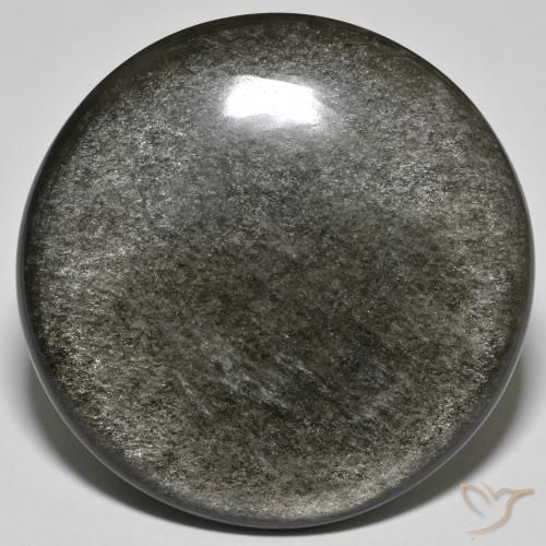 Obsidiana gris natural de 44,58 ct, corte redondo, opaco