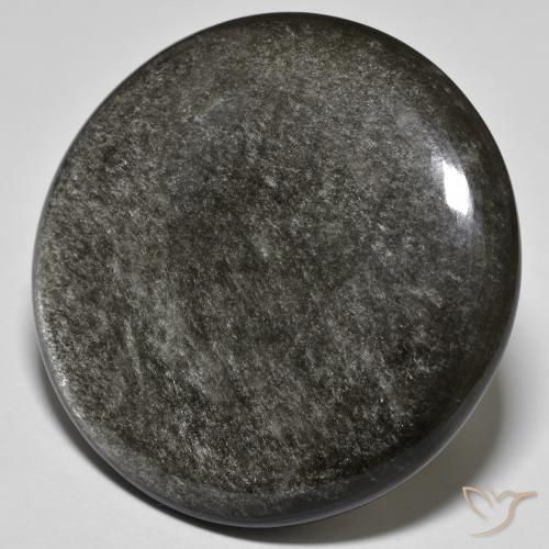Obsidiana gris natural de 44,58 ct, corte redondo, opaco