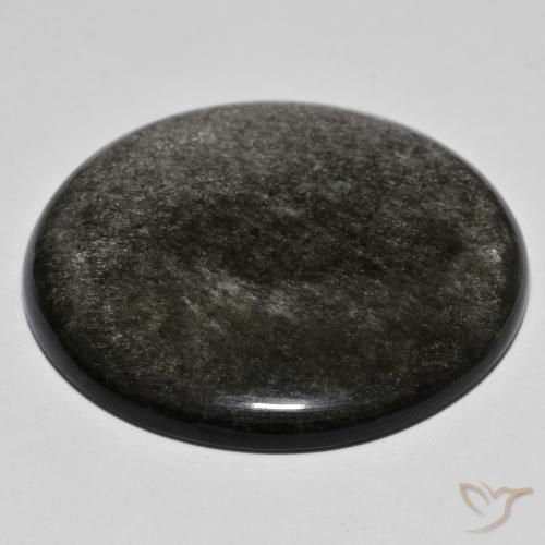 Obsidiana gris natural de 44,58 ct, corte redondo, opaco