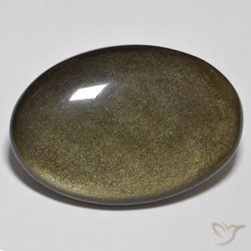 Obsidiana Negro con brillo dorado natural de 27.67 ct, Ovalada, Opaco