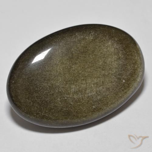 Obsidiana Negro con brillo dorado natural de 32.66 ct, Ovalada, Opaco