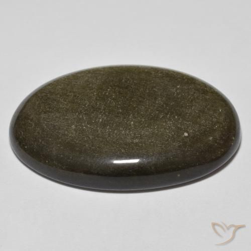 Obsidiana Negro con brillo dorado natural de 32.66 ct, Ovalada, Opaco