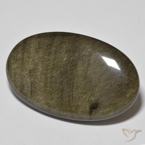 33.09ct Natural Negro con brillo dorado Obsidiana, Ovalada, Opaco