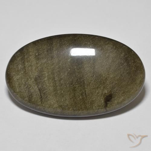 Obsidiana Negro con brillo dorado natural de 33.09 ct, Ovalada, Opaco