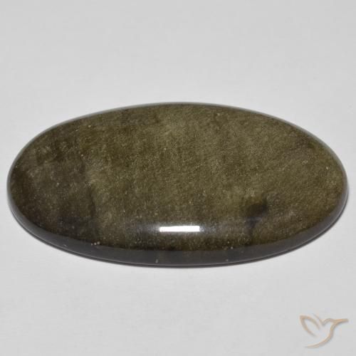 Obsidiana Negro con brillo dorado natural de 33.09 ct, Ovalada, Opaco