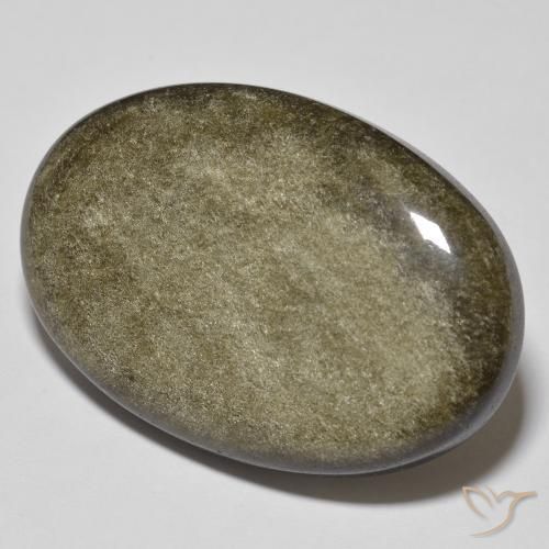 Obsidiana Negro con brillo dorado natural de 36.78 ct, Ovalada, Opaco