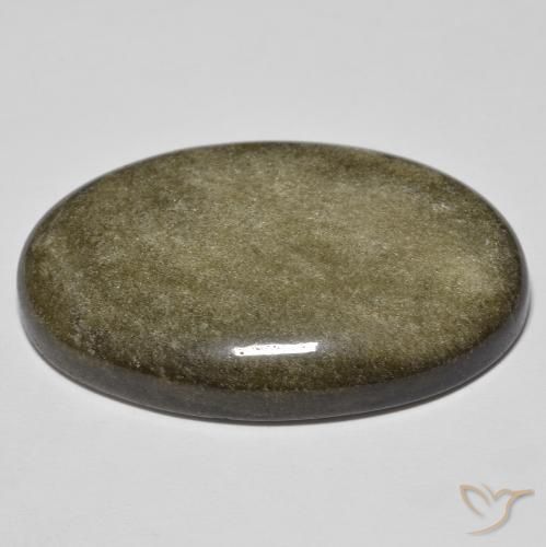 Obsidiana Negro con brillo dorado natural de 36.78 ct, Ovalada, Opaco