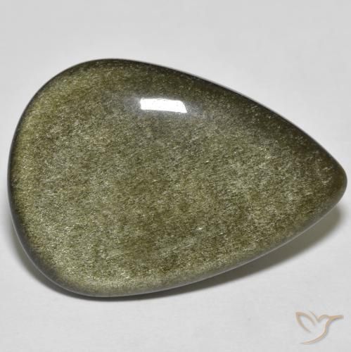 Obsidiana Negro con brillo dorado natural de 21.49 ct, En forma de pera, Opaco