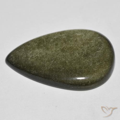 Obsidiana Negro con brillo dorado natural de 21.49 ct, En forma de pera, Opaco