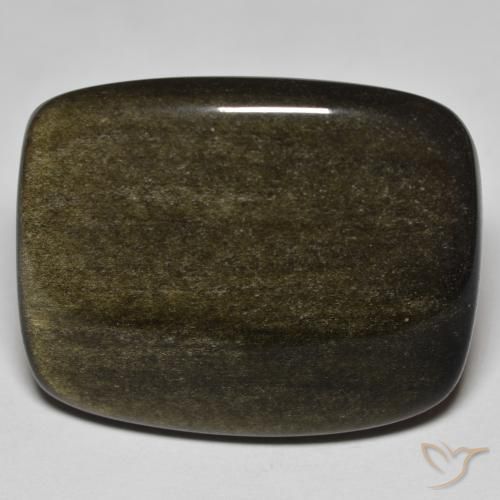 35.04ct Natural Negro con brillo dorado Obsidiana, Forma Cojín, Opaco