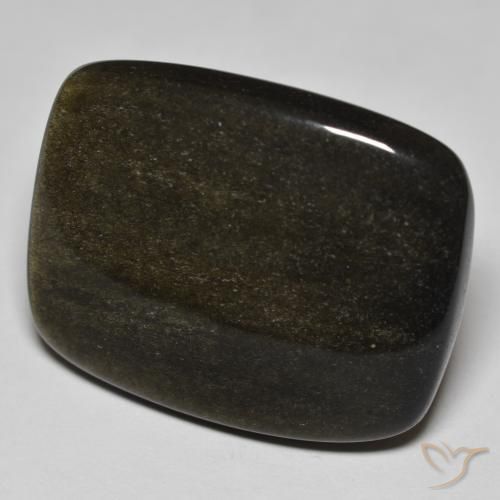 Obsidiana Negro con brillo dorado natural de 35.04 ct, Forma Cojín, Opaco