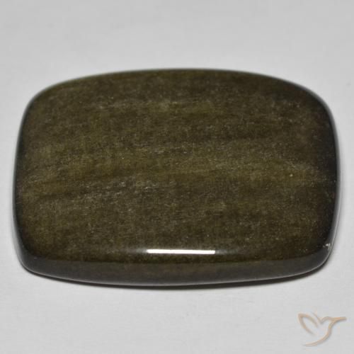 Obsidiana Negro con brillo dorado natural de 35.04 ct, Forma Cojín, Opaco