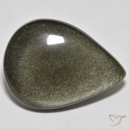 23.49ct Natural Negro con brillo dorado Obsidiana, En forma de pera, Opaco
