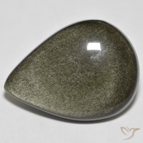 Obsidiana Negro con brillo dorado natural de 23.49 ct, En forma de pera, Opaco
