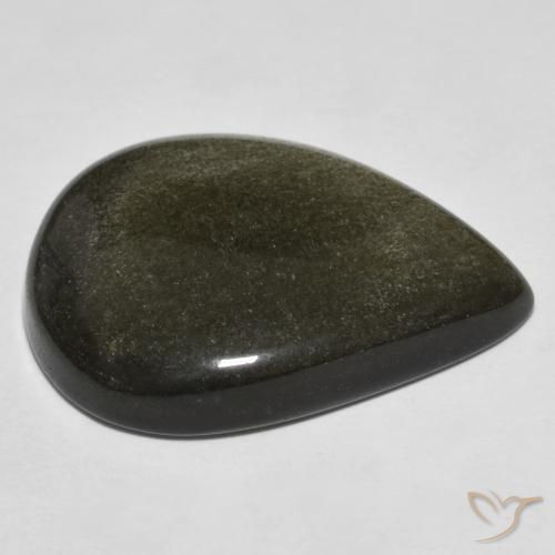 Obsidiana Negro con brillo dorado natural de 23.49 ct, En forma de pera, Opaco