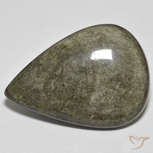 34.05ct Natural Negro con brillo dorado Obsidiana, En forma de pera, Opaco