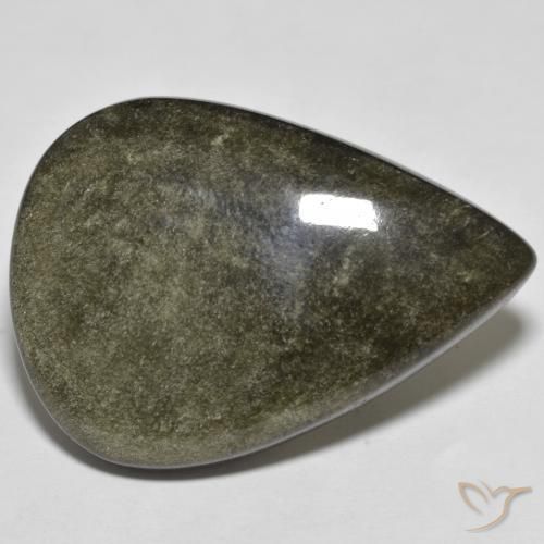 Obsidiana Negro con brillo dorado natural de 34.05 ct, En forma de pera, Opaco
