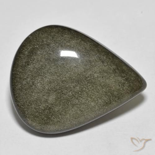 19.50ct Natural Negro con brillo dorado Obsidiana, En forma de pera, Opaco