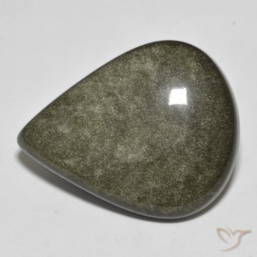 Obsidiana Negro con brillo dorado natural de 19.50 ct, En forma de pera, Opaco