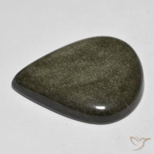 Obsidiana Negro con brillo dorado natural de 19.50 ct, En forma de pera, Opaco