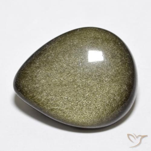 14.20ct Natural Negro con brillo dorado Obsidiana, En forma de pera, Opaco